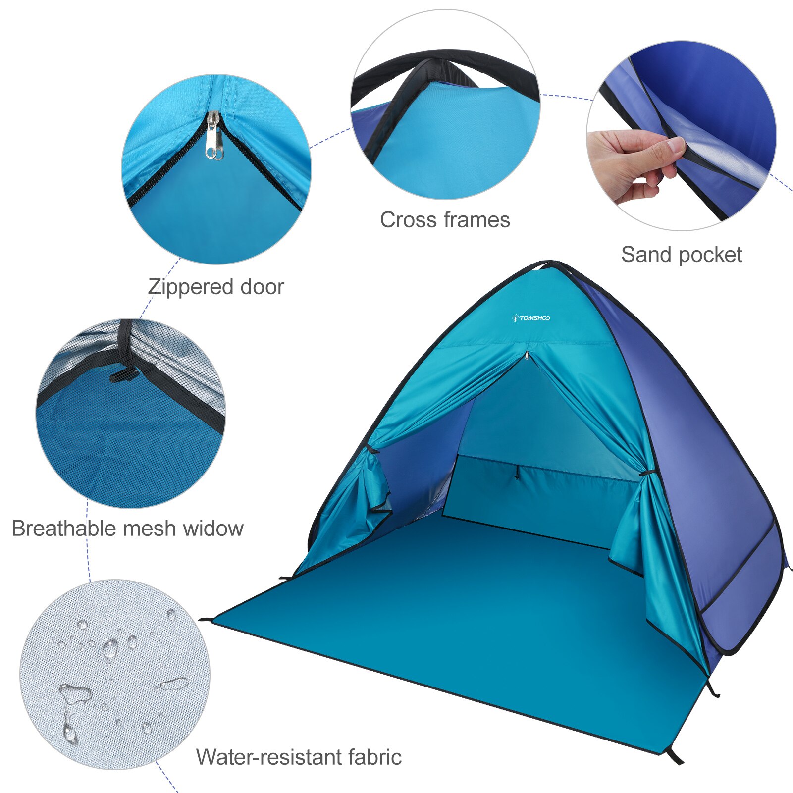 Cheap Goat Tents Outdoor Camping Automatic Instant Pop Up Beach Tent Lightweight Shade Sun Shelter Tent Canopy Cabana with Carry Bag   